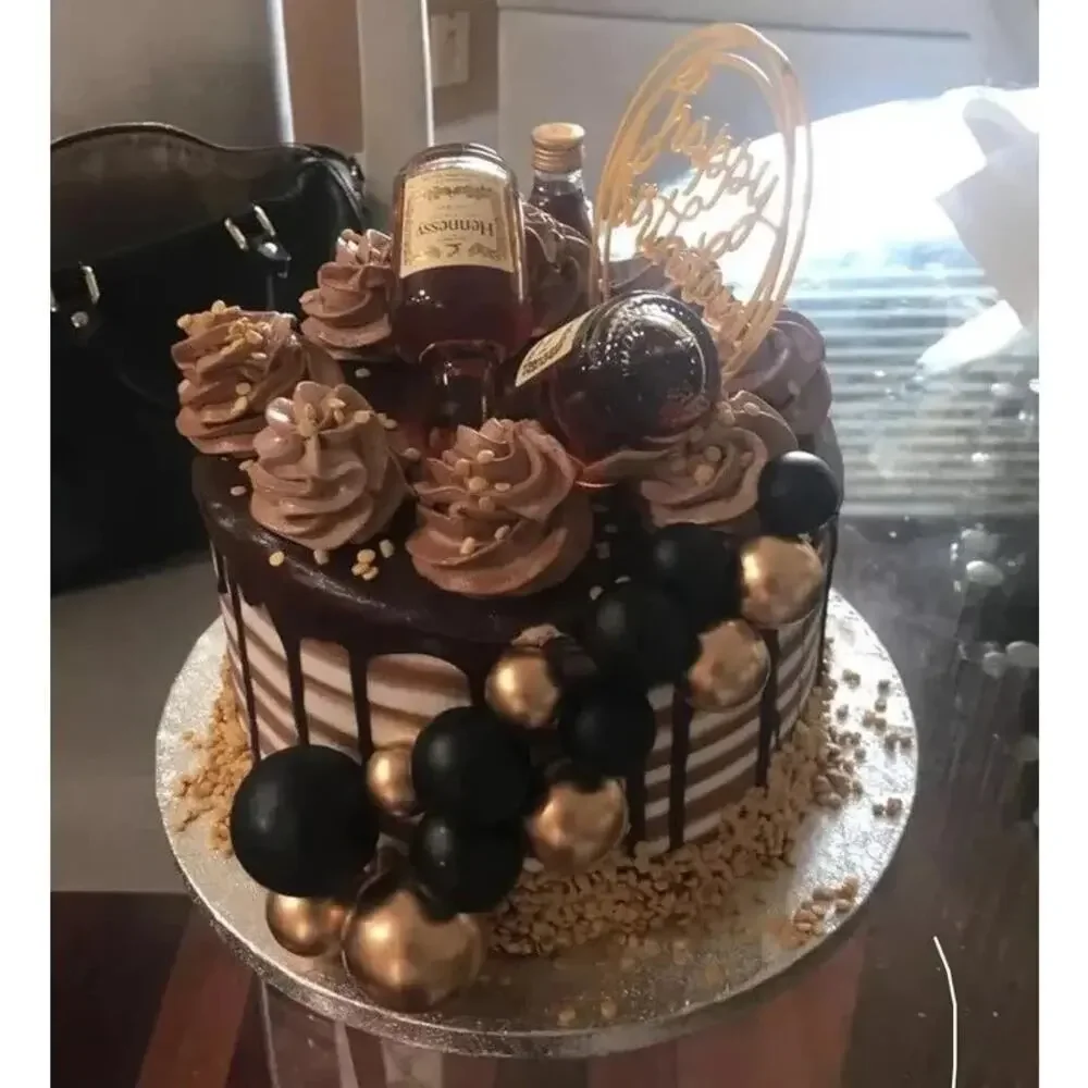 50x Black/Gold/Silver Balloon Ball Birthday, Anniversary, Wedding Cake Toppers